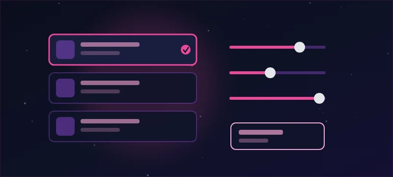 Save-slot cards with a selected slot, settings sliders and a dialog panel